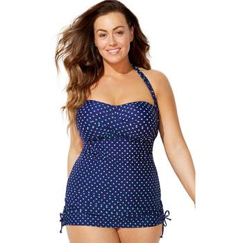 Swimsuits for All Women’s Plus Size Shirred Halter One Piece Swimsuit, 14 -  Beach Rose