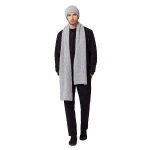 Style Republic Men's Cashmere Chunky Knit Scarf - Light Grey Melange - 1 of 2