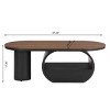 INFURNIC Coffee Tables Luxury Modern Oval Coffee Table with Storage Drawer and Faux Marble Top for Living Room, Black, 47.24"*23.62"*16.93" - 3 of 4