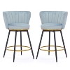 Blue 26" High Bar Stool, Set of 2, 360° Swivel Upholstered Bar Stool - 3 of 4