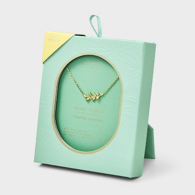 14K Gold Dipped Genuine Birth Stone Flower Pendant Necklace - A New Day™