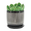 Maggift Planters Vertical Lines Planter with Saucer, Decorative Plant Pots for Living Room, Garden, Balcony, Home Decor, Black 10"*10"*10" - 3 of 4