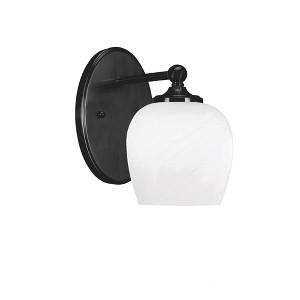 Toltec Lighting Capri 1 - Light Sconce in  Matte Black with 6" White Marble Shade - 1 of 1