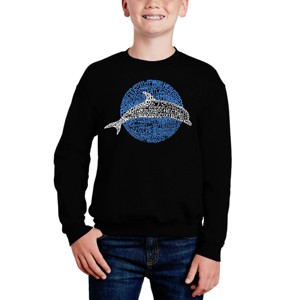 LA Pop Art Species Of Dolphin - Boy's Word Art Crewneck Sweatshirt - 1 of 3