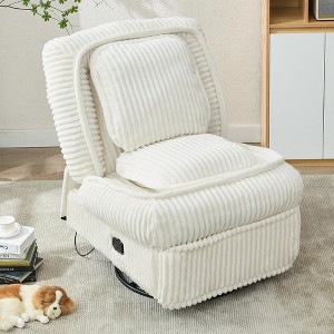 CAVINAS Swivel Recliner, Accent Glider Chair with Extendable Footrest, Corduroy Fabric Sofa Chair for Bedroom, Living Room - 1 of 4