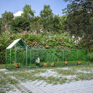 Gulches 16x3FT Metal Chicken Coop Run Backyard Hen House Poultry Habitat Cage w/Cover - 1 of 4