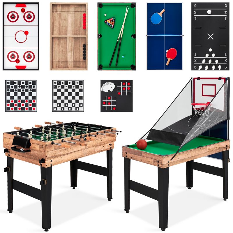 Best Choice Products 13-in-1 Combo Game Table Set w/ Ping Pong, Foosball, Basketball, Air Hockey, Archery, 1 of 11