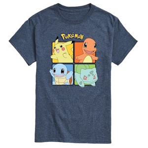 Men's - Pokémon - Pikachu Charmander Bulbasaur Squirtle Square Short Sleeve Graphic T-Shirt - 1 of 4
