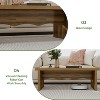 Farmhouse Rectangular Coffee Table, 47 Inch Low Natural Brown Coffee, Mid Century Modern Thick Wooden Minimalist Table - 4 of 4