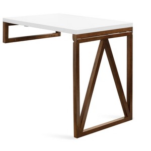 Kate and Laurel Truss Rectangle MDF Dining Table, 24x33x31, White and Walnut - 1 of 4