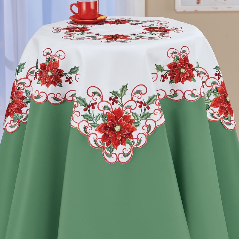 Collections Etc Charming Poinsettia Table Topper, 2 of 4