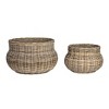 Storied Home Round Hand-Woven Rattan Round Planters, Grey, Set of 2 - 4 of 4