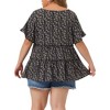 Agnes Orinda Women's Plus Size Boho Ditsy Floral V Neck Ruffle Tiered Pleated Babydoll Blouses - 4 of 4