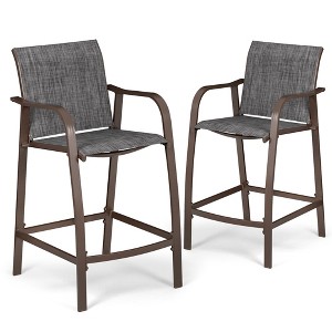 Pellebant Outdoor Aluminum Bar Stools Counter Height Bar Stool All-Weather Patio Furniture with Armrests Set of 2 - 1 of 4