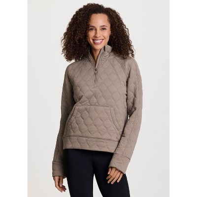 Avalanche Outdoor Super Soft Quilted Quarter Zip Sweatshirt Mock Neck Pullover with Pocket