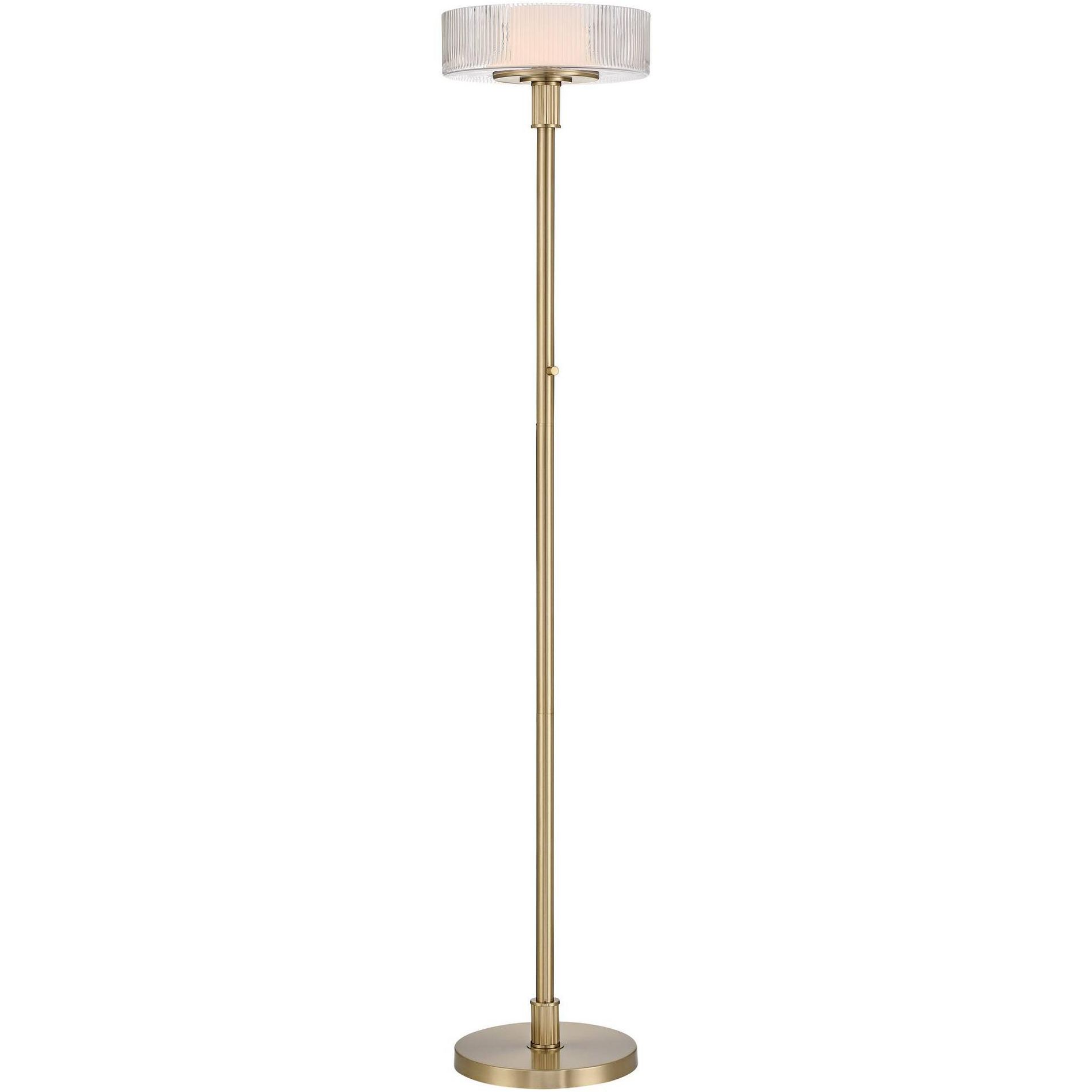 Possini Euro Design Possini Euro Valencia 71 3/4"H Satin Brass Ribbed Glass Torchiere Lamp