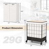 Costway 110L Large Capacity Handwoven Rattan Laundry Basket with Lid & Lockable Wheels - 3 of 4