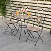 Tangkula 3 PCS Outdoor Bistro Set Patio Conversation Furniture Set w/ 1 Round Mosaic Coffee Table - 4 of 4