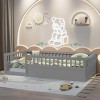 Streamdale Twin Floor Bed Frame with Fence, Wood Kids Floor Beds Frame for Bedroom Playroom,Gray - 3 of 4