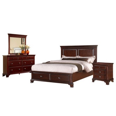 4pc Queen Brinley Storage Bedroom Set Cherry Red - Picket House Furnishings