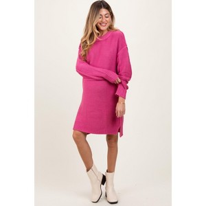 Pinkblush Dark Pink Exposed Seam Oversized Maternity Sweater Dress - 1 of 4