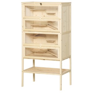 5-Tier Wooden Hamster Cage Mice Habitat Rat Habitat with Openable Top, Front Door and Storage Shelf - 1 of 4