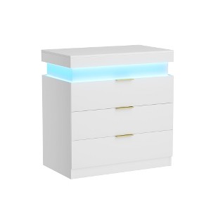TIRAMISUBEST Nightstand with Sliding Charger & LED Lights, Modern Tech Hub for Bedrooms - 1 of 4