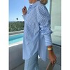 Clearlove Women's Button Down Shirts Striped Long Sleeve Tops Classic Office Work Blouses with Pocket - 2 of 4