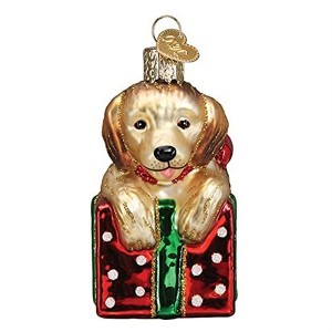 Old World Christmas Blown Glass Ornament for Christmas Tree, Golden Puppy Surprise - 1 of 4