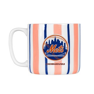 MLB New York Mets Striped Coffee Mug - 16oz: Ceramic Drinkware, Stemless Design - 1 of 1