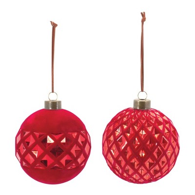Red Harlequin Glass Ball Christmas Ornament Set of 12
