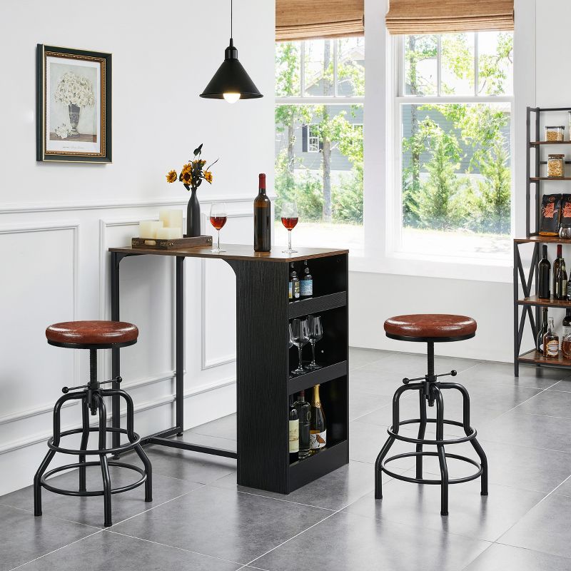Yaheetech Industrial Counter Height Faux Leather Bar Stool Swivel, 2 of 7