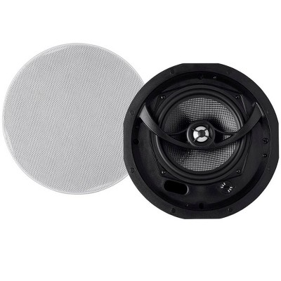 Monoprice Alpha 2-Way Ceiling Speakers - 6.5 Inch (Pair) Carbon Fiber, Paintable Magnetic Grille, Louder with Less Power