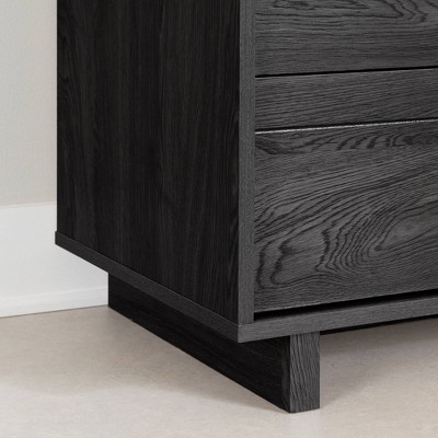 Gray Oak 5-Drawer Chest with Metal Pulls