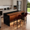 KWPZQEB 63" Modern Kitchen Island, Imitation Marble Rectangle Dining Table with LED & Grille Design for Dining Room, Living Room, Bar, Office - 3 of 4