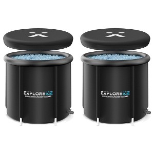 Explore Ice Bath Pro Max XL Cold Water Therapy Portable Bathtub for Athletes, Inflatable Cold Plunge Tub Barrel Bath Tub with Lid, 2 Pack, Black - 1 of 4