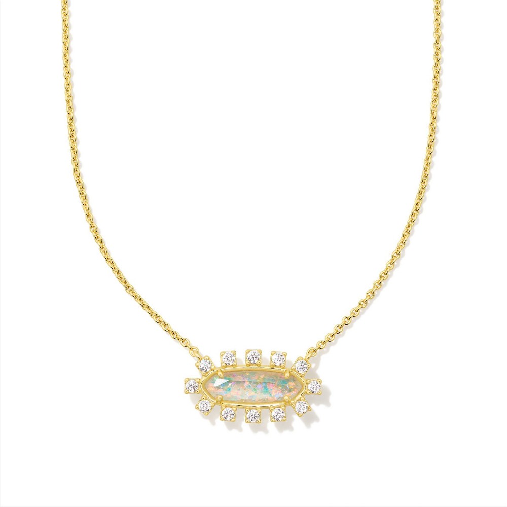 Kendra Scott Eva Framed Pendant Necklace - Gold/White Imitation Opal