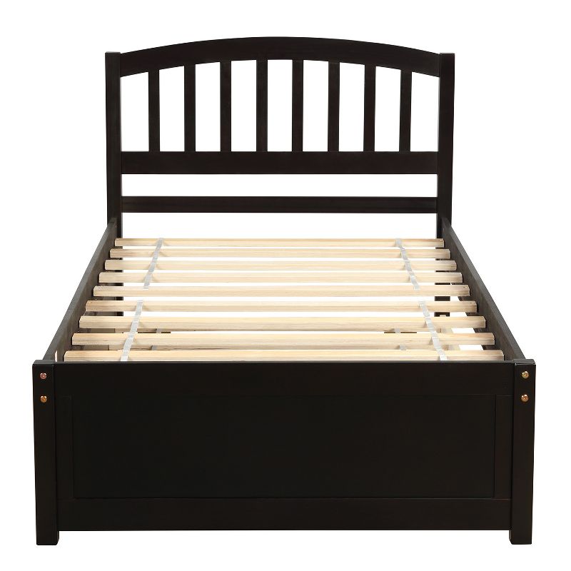 Twin Size Platform Bed Wood Bed Frame with Trundle-ModernLuxe, 4 of 10
