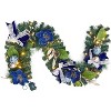 6ft Christmas Garland for Mantle, Battery Operated Prelit Xmas Garland with 20 Lights Timer Blue Ball Ornaments, for Fireplace Stair Railing Decor - 3 of 4