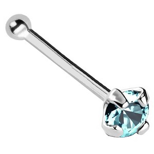 Jewelry Avalanche 22G 14K Gold Ball-end Nose Stud with Blue Topaz Gemstone - 1 of 2