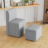 Modern Dining Chair with Movable Storage Ottoman, Linen-Upholstered Side Chair for Kitchen, Dining Room, Home Office, or Study Area–The Pop Home - 2 of 4