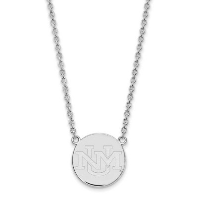 Black Bow Jewelry 14k White Gold New Mexico Lobos NCAA Necklace 18 Inch