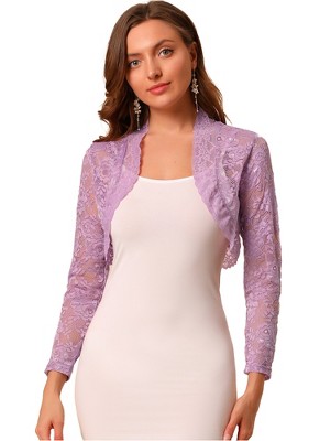 INSPIRE CHIC Women's Elegant Sheer Floral Lace Crop Bolero Shrug