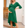 WhizMax Women's Maternity Dress Wrap V Neck 3/4 Sleeve Dress Casual Hi-Low Midi Nursing Breastfeeding Dress with Belted - 2 of 4