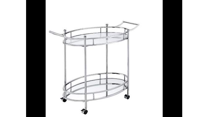 37&#34; Jinx Clear Glass Serving Cart Chrome Finish - Acme Furniture, 2 of 5, play video