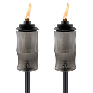 TIKI 68" 2pk Carved Torch Glass Black - 1 of 4