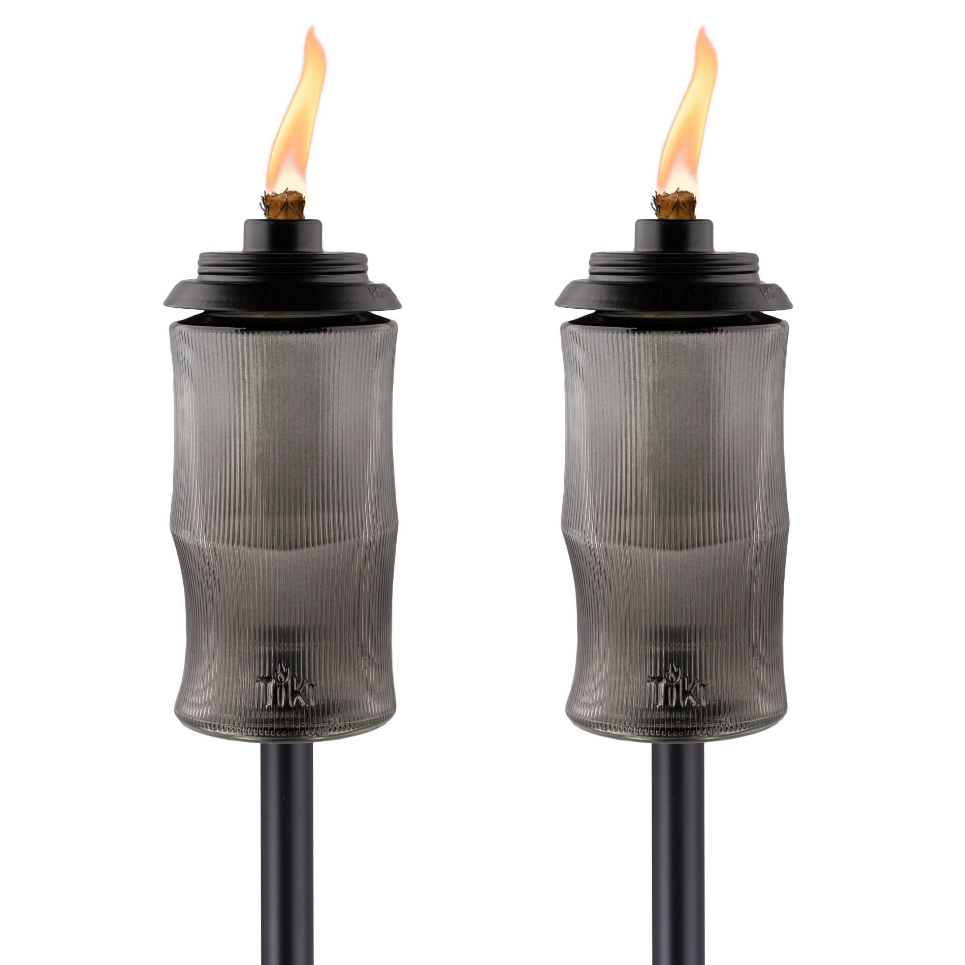 TIKI 68" 2pk Carved Torch Glass Black
