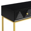 GlasFlength Console Tables Modern Narrow Entryway Table with Two Drawers and Metal Base Elegant for Living Room Hallway, Black, 38"*14"*24.4" - 4 of 4