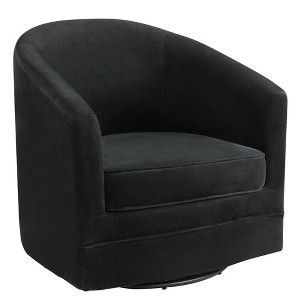 Costway Modern Swivel Barrel Chair Upholstered Velvet Armchair with Metal Base - 1 of 4
