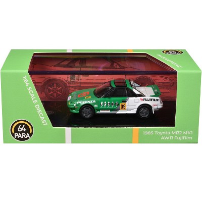 1985 Toyota MR2 MK1 AW11 #09 "Fujifilm" Green and White 1/64 Diecast Model Car by Paragon